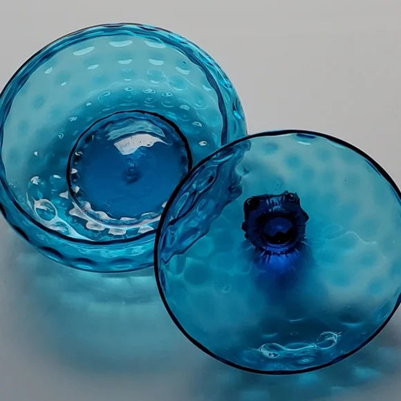 1940s Gorgeous 💙 Blue 7 1/2" Lidded Dish by Beacon🇺🇲 NJ - Picture 12 of 15